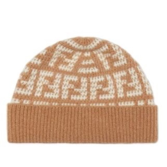 Fendi unisex FF zucca monogram knit cashmere beanie NWT - Picture 1 of 5